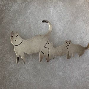 Sterling Cat Family Pin